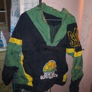 NBA Sports Basketball Seattle Supersonics Team Hoody Light Coat Hooded Jacket